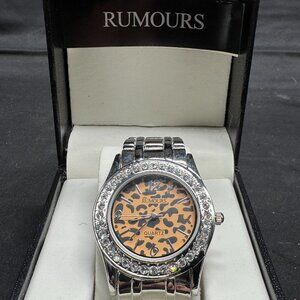 Vintage NOS Rumors Womens Watch Tiger Print Dial Steel Bracelet SR626SW